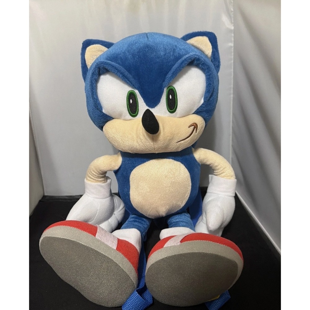 SEGA Sonic the Hedgehog Plush Backpack Blue Kids Adjustable Straps 3D Character